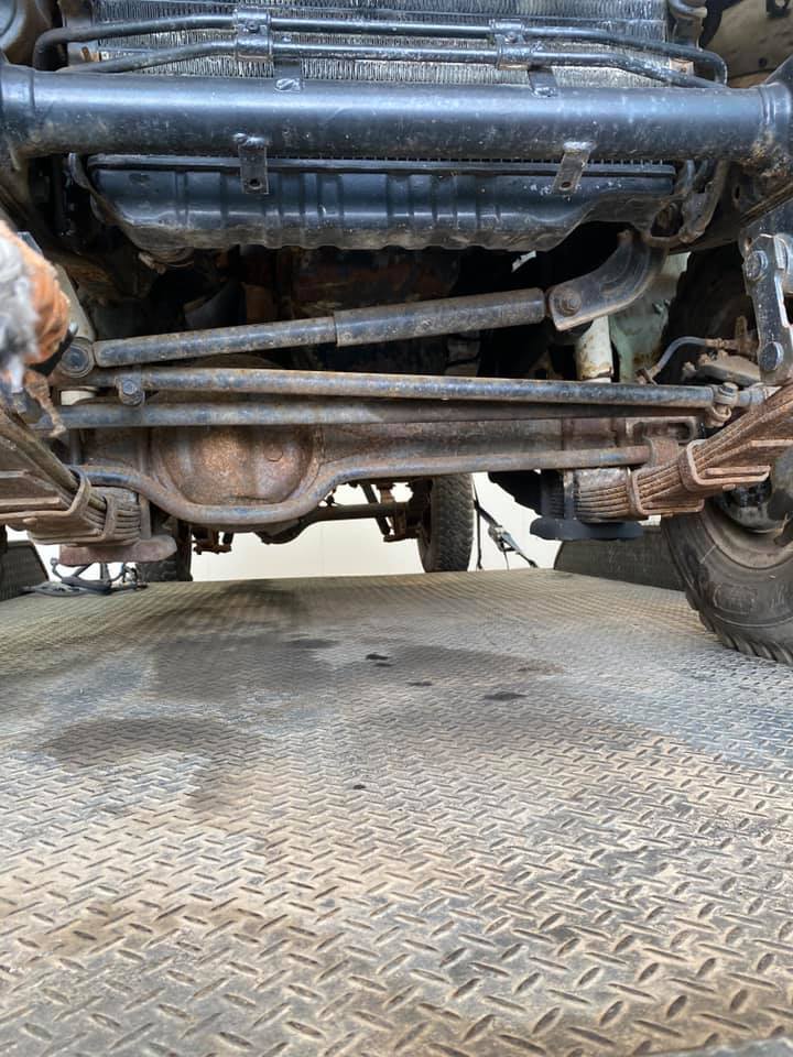 Underside rust and paint blasted off from land cruiser Ute
